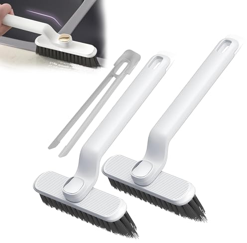 Cepillo Limpieza Hogar, 360 Grados Giratorio Cepillo para Limpiar Juntas, Grietas Cepillo Cerdas Duras, Cepillos de Limpieza para Cocina, Baño, Alféizar de Ventana (Blanco 2Pcs)