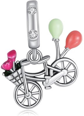 YUMINN Romantisches Fahrrad Charm for 925 Sterling Silver for Women's Armbänder & Halsketten Dangle Anhänger für Weihnachten Valentinstag Muttertag Schmuck Geschenke für Mädchen