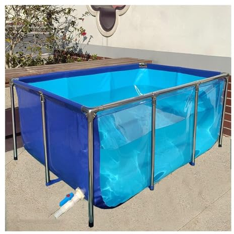 XDLYWUZIQ Flexible PVC-Leinwandfolien Mit Stahlrahmen, Hinterhof-PVC-Leinen-Teichfolien, Freistehendes Innenaquarium Für Koi/Goldfische, Mit Klarem Sichtfenster,140x70x61cm