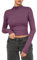 OYIGELZ Camiseta de manga larga para mujer, corte clásico, corte ajustado, básico, camiseta Y2K, informal, elegante, cuello redondo, Dark Lila-z1, M