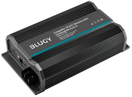 BLUGY Batterieladegerät für Booster, 12 V bis 12 V, 60 A, für Wohnmobile, Autos, 4 x 4, 3 Stufen, elektronischer Schutz, Schnellladung, kompatibel mit Euro 6