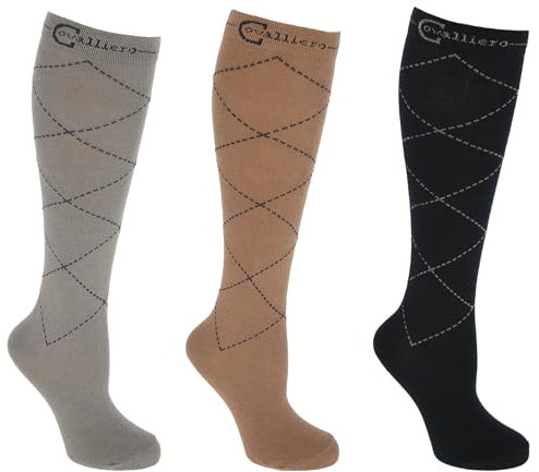 Covalliero Femme Karo Chaussettes D'équitation, Bleu Marine/pierre/bois, 39 EU