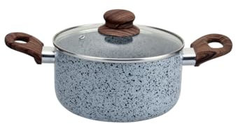 Casserole Profonde Oliver Voltz Siena, Cocotte En Aluminium Avec Revêtement En Céramique De Marbre Et Couvercle En Verre, Marmite Sans PFOA, Induction, Va Au Lave-Vaisselle (24 cm / 4,7 L)