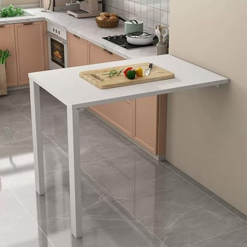 Nordivo Wandklapptisch,Wandklapptisch Küche,Klapptisch Wandmontage,Klapptisch Küche,Wandschreibtisch,Klapptisch Holz,Klappbarer Schreibtisch,Wand Montierter Klapptisch,Platzsparender(White,75x60cm)