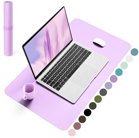 YSAGi Schreibtischunterlage, Mauspad mit Leder und Rutchfeste Wildleder, Multifunktionales Office Mousepad Laptop Schreibunterlage, Tisch-Schutz Unterlage für Büro/Home-Office (Lilac, 60x35cm)