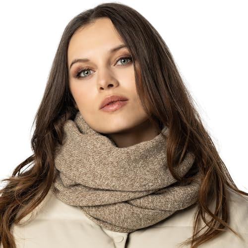 VIVISENCE Damen Winter Loop Schal Aus Modischer Gemütlich Wärmendem Garn Kalte Wintertage Frauen Elegante Melange-Muster Dekorative Und Sportliche Outfits Winter Herbst Modell 7108