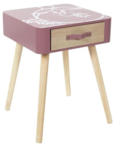 CMP Paris Table De Chevet Monsieur Madame - Madame Princesse - Rose - L 35 X H 48 X P 35 Cm