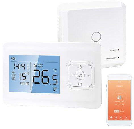 Thermostat Connecté WiFi sans Fil, Thermostat Connecte et Intelligent WiFi, Programmable Thermostat Chaudiere Gaz, Contrôle à Distance Compatible avec Alexa et Google Home