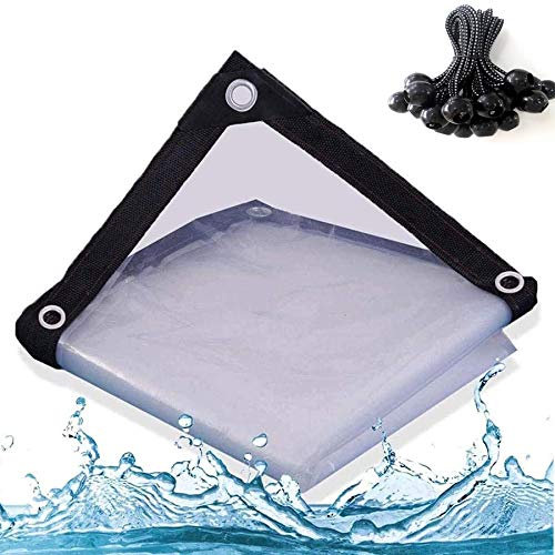 Lona transparente impermeable de 16 x 20 pies, lona transparente con ojales para cubierta al aire libre y camping, lona de polietileno resistente de 5 mm de grosor, aislamiento impermeable, ideal para