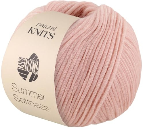 LANA GROSSA Summer Softness | Zartes Baumwollschlauchgarn, voluminös gefüllt mit flauschigen Merinofasern | Handstrickgarn aus 80% Baumwolle (Bio) & 20% Schurwolle | 50g / 130m FB10
