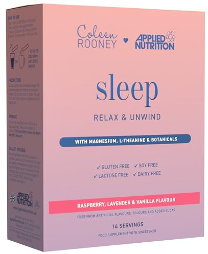 Applied Nutrition - Coleen Rooney - Sleep Powder - Magnesium & Botanicals Infused - Best Natural Sleep Support - Best Vegan Rest - Effective Stress Relief - (14 x 9g) (Raspberry, Lavender & Vanilla)