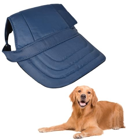 Atmungsaktives Hund Baseballmütze, Einstellbare Baseballmütze für Haustiere, Hunde-Sonnenhut mit Ohrlöcher, Stilvoll Sommer Reise Hut für Haustiere, für Alltag und Outdoor-Aktivitäten (Marineblau, XL)