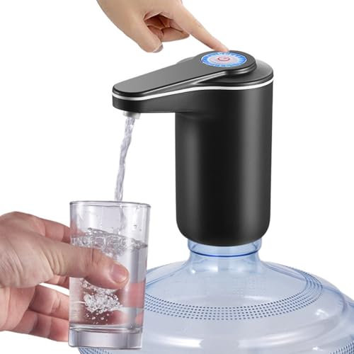 HEIBTENY Electric Water Bottle Pump for 2-7 Gallon Bottles with LED Water Dispenser for Travel, Picnics, Schools, Offices, Beaches, Barbecues and Night Use (Black)