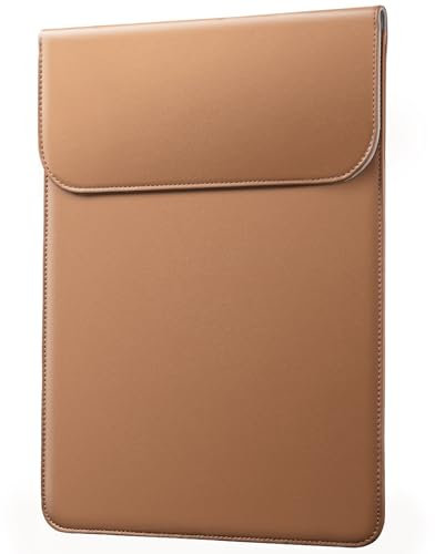 JETech Dünn Laptoptasche Hülle für MacBook Pro 14-Zoll (M4/M3/M2/M1, 2021-2024), PU Ledertasche mit Magnetverschluss (Braun)