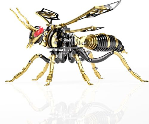 UKSP.LONGPIN Bumblebee 3D Metal Puzzle for Adult-Brain Teaser Jigsaw/Bird Mantel、Credenza Decor Pieces/Erector Sets/Brass Statue Blocks/Toys for Treating ADHD, Gift for Autistic Teenager(Black-Gold)
