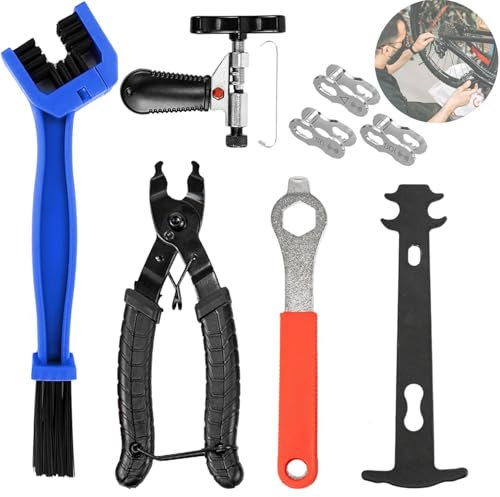 Fahrrad Kettenwerkzeug Set, Fahrradkette Reparatur Set für 6-10 Fach, Kettenprüfer, 3 Paar Fahrradketten Nieten, Fahrrad Kettengliedzange, Kettenlehre Fahrrad, Werkzeugen zu Kürzen un Auszutauschen
