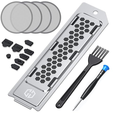 GRAUGEAR Cooling & Dust Protection Upgrade for PS5 Pro/PS5 Slim, PS5 Pro/Slim M.2 SSD Heatsink Cover with Fan Dust Filter and Port Plugs, Prevent Overheating and Dust Buildup (PS5 Pro/PS5 Slim)