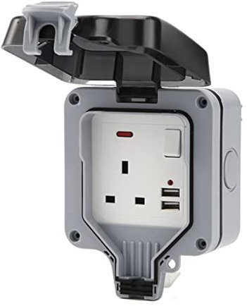 HPGHZNYNMK Switched Socket Outdoor Waterproof Switch Socket Box Splash-proof Power Socket British Single Unit With Lighted USB Switch Concealed Boxes