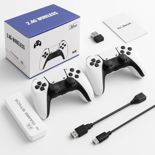 SJGAM Nueva Consola Retro PRO + 20.000 Videojuegos 23 Emuladores 2 Mandos Inalámbricos Blancos Juegos Clásicos Tarjeta 64GB | Regalo Niños y Mayores | Videoconsola Arcade Pincho Stick HDMI Console TV