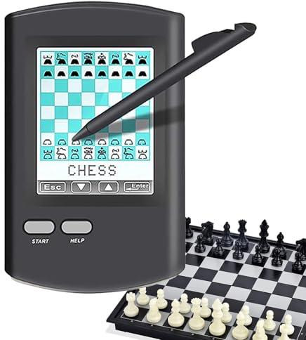 YHUEGH Set di Scacchi elettronici Portatili, Smart Board 8 in 1 con avversario AI Display LED, Principianti della strategia di Scacchi Che migliorano Il Gioco del Tavolo da apprendimento