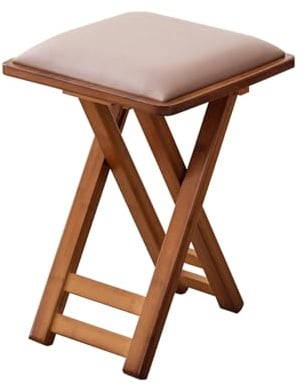 DGDHHSFJDJ Klappbarer Barhocker aus Bambus ohne Rückenlehne – Gepolsterte braune Theke für Küchen, Kommoden und Gärten, tragbar, platzsparend, Sitzhöhe 47 cm