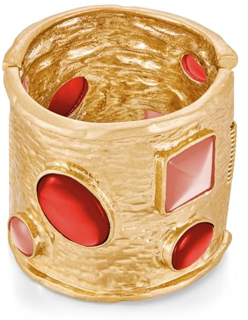 TOVABA Armreifen Gold Damen – Eleganter Armreif Gold mit Rotem Edelstein, Hypoallergen, Unempfindlich, Geschenk für Besondere Anlässe und Täglichen Gebrauch – Feiner Goldener Armreif Damen