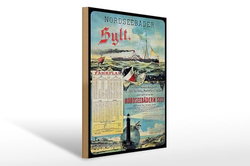 Femer Holzschild Reise 30x40 cm Nordseebäder Sylt Deko Schild