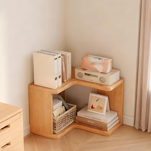 WENMEE Eckregal aus Massivholz, 1-5 freistehend, 90°-Drehung, einfacher Kleiner Dreiecksschrank, Wandmontage, einfache Montage(34x40x40cm)