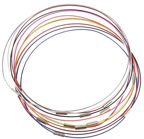 Ameble Lot de 10 Cordons de Collier Ras du Cou en Fil à mémoire Forme, Fil Artisanal en Acier mélangé pour la Fabrication Bijoux, Accessoires Tour Cou Tendance pour pendentifs et Perles 46