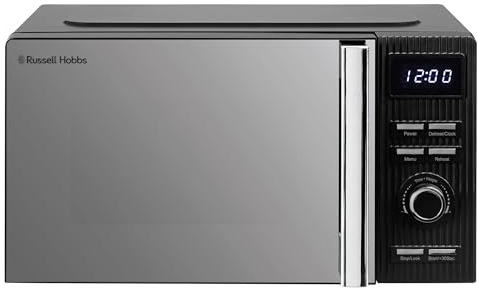 Russell Hobbs Bronte 20L 800W Digital Microwave in Black with 8 Auto Cook Menus, 5 Power Levels, Defrost & Reheat Function, 60 Minute Timer, Button Controls, Pull Handle Door RHMD834B