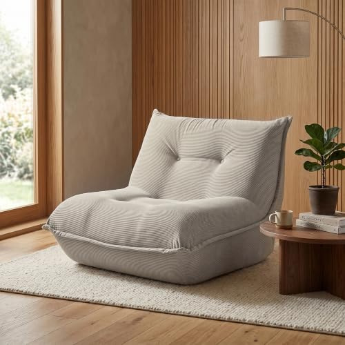 A ALFRESCOOL Sitzsack, Faules Sofa, Loungesessel, Cord-Bodensofa mit hochdichtem Schaumstoff, ergonomischer Kamin-Loungesessel für Wohnzimmer, Schlafzimmer, Studentenwohnheim, Heimkino, Khaki