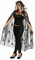PartyXPeople Tüll Spinnenumhang | Damen Kostüm Gothic Spider | Spinnenfrau Halloween | Spiderweb Cape Verkleidung |schwarz-silber 12349-STD