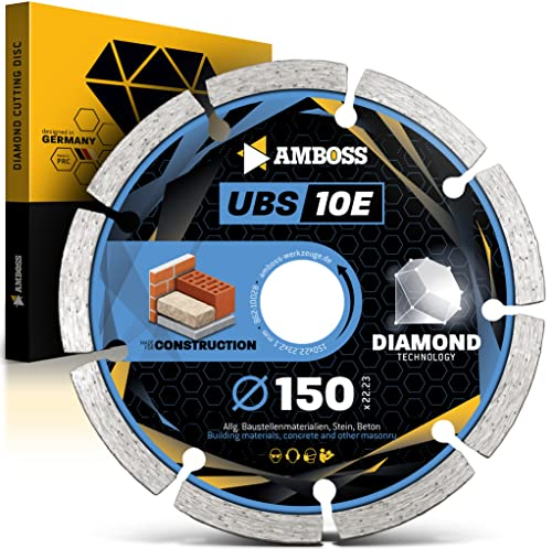 Amboss Diamant Trennscheibe Ø 150 mm x 22,2 mm x 7mm Diamant - Für Beton/Stein/Baustellenmaterialien | gesintert