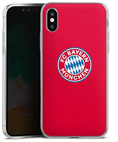 Slim Case kompatibel mit Apple iPhone X Silikon Handyhülle transparent Hülle extra dünn FC Bayern München FCB Logo
