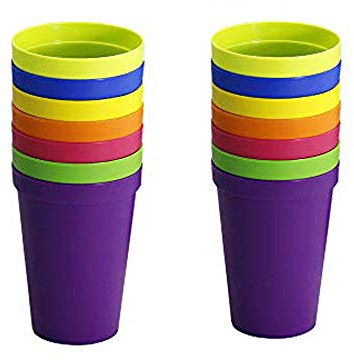 Dproptel Unbreakable Rainbow Party Cups 7oz/200ML Kids Mug Plastic Cups Reusuable Beakers Drinkware Set for BBQ Wedding Camping Picnic Parties 14pcs