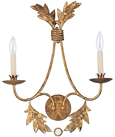 Licht-Erlebnisse Vergoldete Wandlampe YAGMUR 2-flammig Opulent Barock Design Lampe Wohnzimmer Schlafzimmer Flur