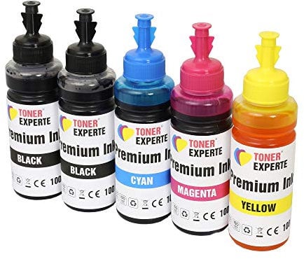 TONER EXPERTE® 5 x 100 ml (1-er Set + 1 SCHWARZ) Universal Nachfülltinte Ersatz kompatibel mit EPSON LEXMARK Dell RICOH Patronen und CISS System | hohe Qualität