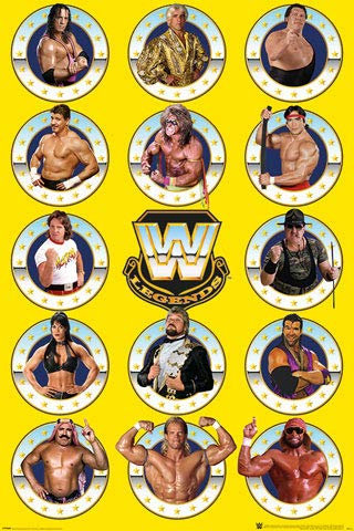 Wrestling - WWE - Legends Chrome - Sport Poster Wrestling - Grösse 61x91,5 cm + 2 St Posterleisten Alu 63 cm