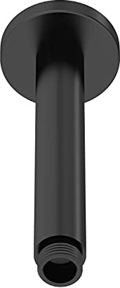 nuie ARM415 Fixed Heads Modern Bathroom Round Ceiling Mounted Shower Arm, 150mm, Matt Black