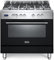 Cocina de gas con horno eléctrico ventilado, N° 5 fuegos, 90 x 60 cm, negro
