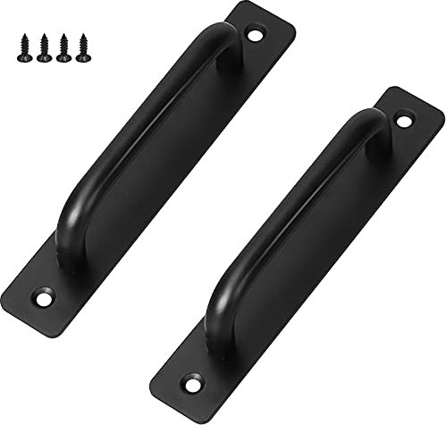 TAFAFTL Scheunentor Griff,2 Stück Schiebetür Handgriff Schwarz,Eisenware Türgriff Schwere Schwarz Türgriff aus Aluminiumlegierung mit Schrauben für eine Holztür, Gartenrüt, Schranktür,Lochabstand160mm
