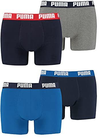 PUMA Herren Boxershorts Unterhosen 100004386 4er Pack, Wäschegröße:2XL, Artikel:-420 True Blue + 036 Blue/Grey Melange