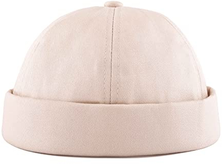 Faletony Docker Cap Herren Docker Mütze Hochwertige Sanfte 100% Baumwolle Seemannsmütze Hafenmütze Herrenmütze Bikercap Hat ganzjährig tragbar (Beige)