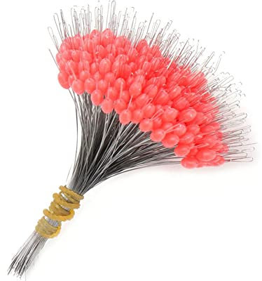 Hilai 300pcs Float Rubber Stopper Fishing Rubber Bobber Beads Stopper Bean Fish Line Accessories for 2.5-5.0 Line Red, Medium (suitable for line number 3-5)