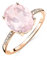OROVI Damen Goldschmuck, Ring aus Roségold mit 10 Diamanten 0.04 ct und Solitaire Edelstein Rosenquarz 2.52 ct Geburtsstein 9K (375) Gold, Verlobungsring