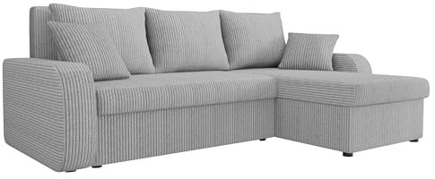 Mirjan24 Ecksofa Kristofer Cord, Design Eckcouch, Couch mit Schlaffunktion, Zwei Bettkasten, Wohnlandschaft, Bettfunktion L-Form Sofa, Ottomane universell (Poso 110)