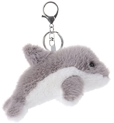 Apricot Lamb–Süßer gefüllter Grau Delphin Schlüsselanhänger 15 cm –Delphin Kuscheltieranhänger mit Schlüsselring für Schlüsselband – Schultütenanhänger(Grau)