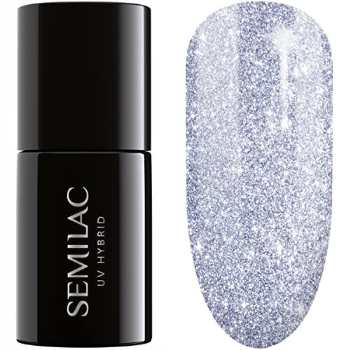 SEMILAC Gel Nail Polish 459 Evening Party - Glitter Gel Polish - Soak Off Easy To Use LED/UV Nail Lamp - Long Lasting Manicure and Pedicure up to 3 weeks