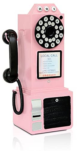 Telefono antico, modello di telefono fisso con quadrante rotante, stile vintage, classico, retrò, decorazione per cabine per finestre, 20 x 19,7 x 19,7 cm, colore: rosa B