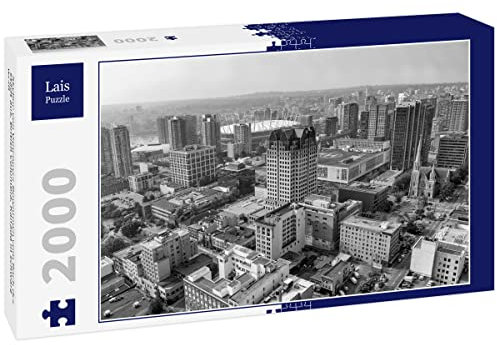Lais Jigsaw Puzzle Vancouver Downtown skyline from the City Roof, British Columbia, Canada in black and white 2000 pieces